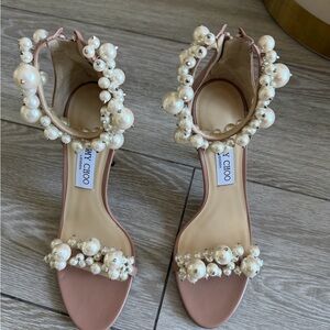 Jimmy Choo Blush Pearl Pearl Embellished Heels